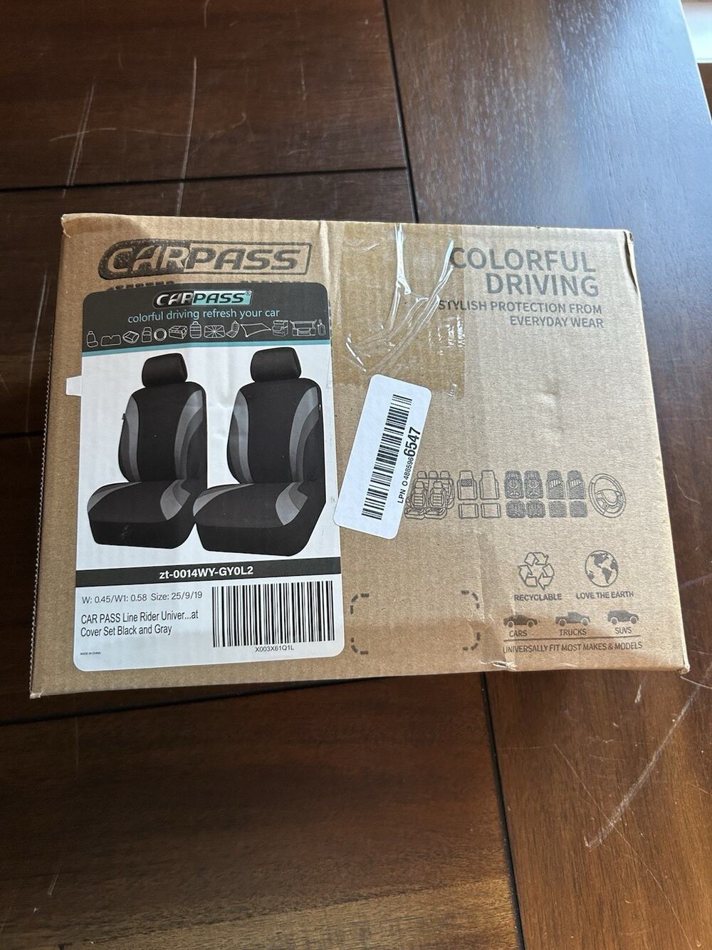 CAR PASS Line Rider Universal Car Seat Cover Set Black Gray New Sealed